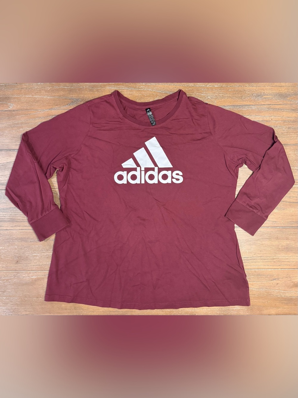 adidas Women's Maroon Long-Sleeve Logo Tee
